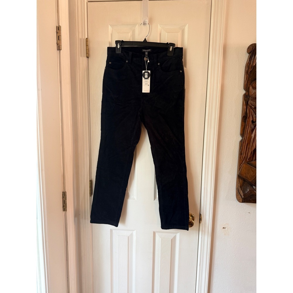 Eileen Fisher High Waist Slim Velveteen Ankle Jeans Black F4JNZ-P4679P PS Petite